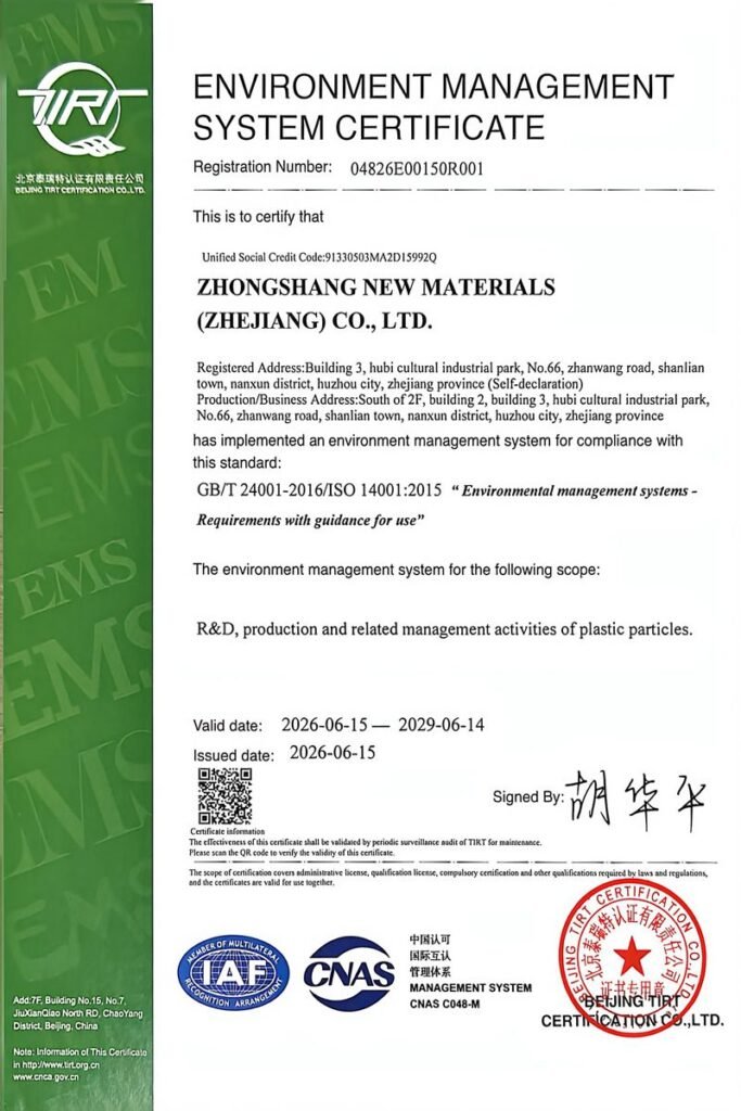 ISO 14001 certificate